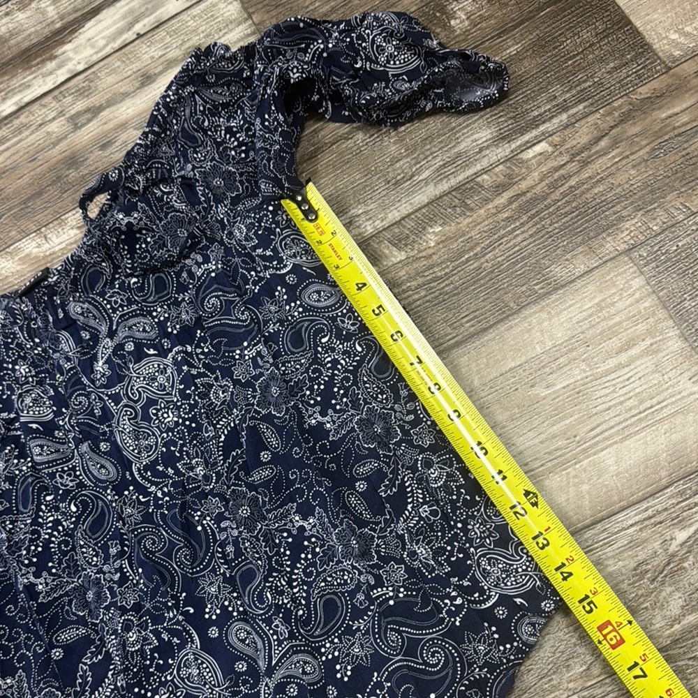 Navy Paisley Off-Shoulder Women's Top Size 1- 1X - Picture 10 of 12